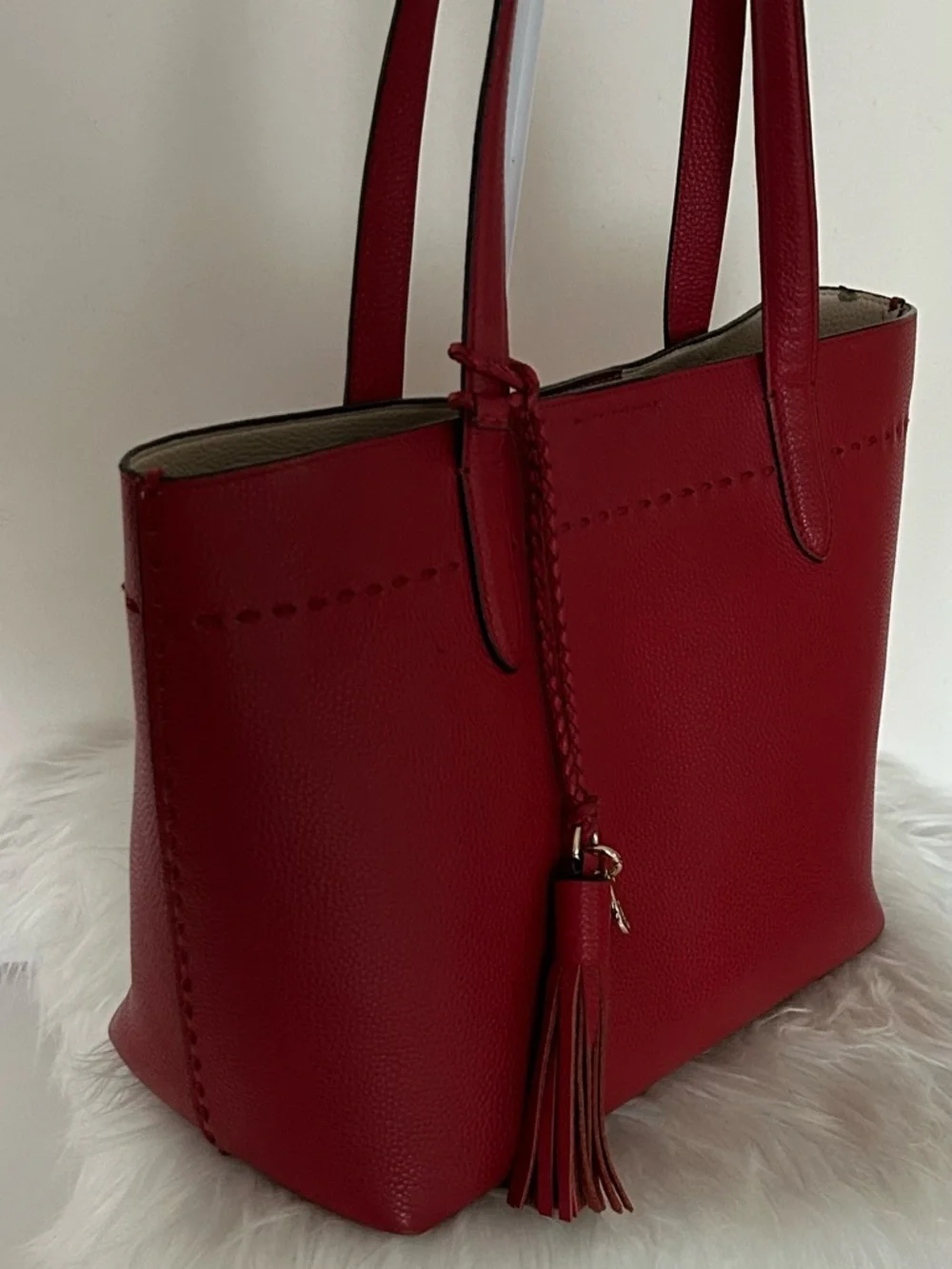 Cole Haan Red Leather Shoulder bag structured tote bag everyday